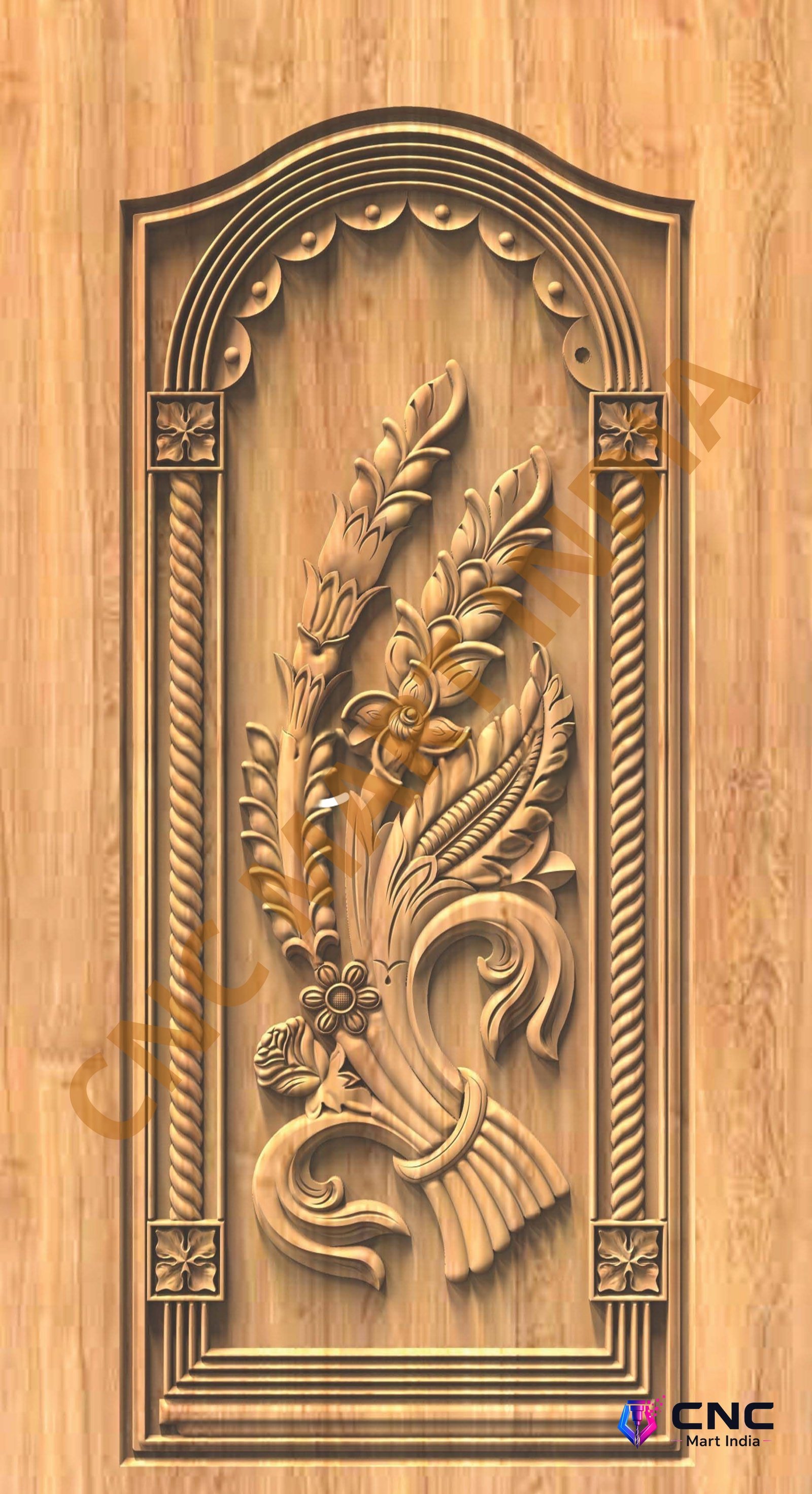 GSK EMBOSSING - EMD-68 Floral Wheat Sheaf Elegance 3D Door Model